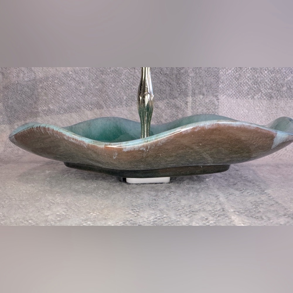 Vintage Blue Mountain Pottery Candy Serving Dish Blue/Green Drip Glaze - Picture 11 of 13